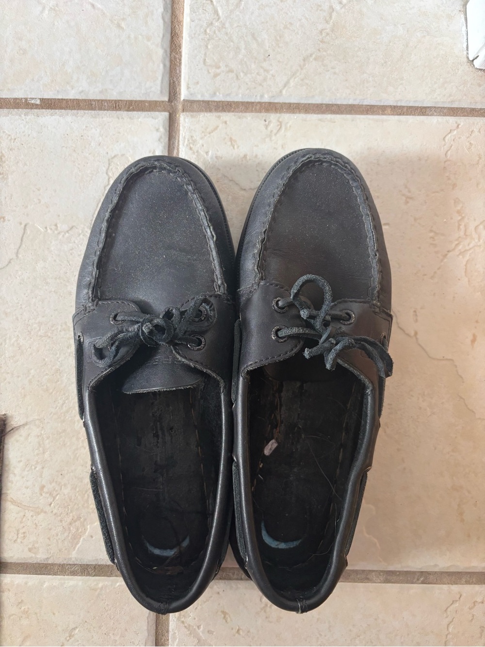 Men's Black Leather Boat Shoes size 7- sperry